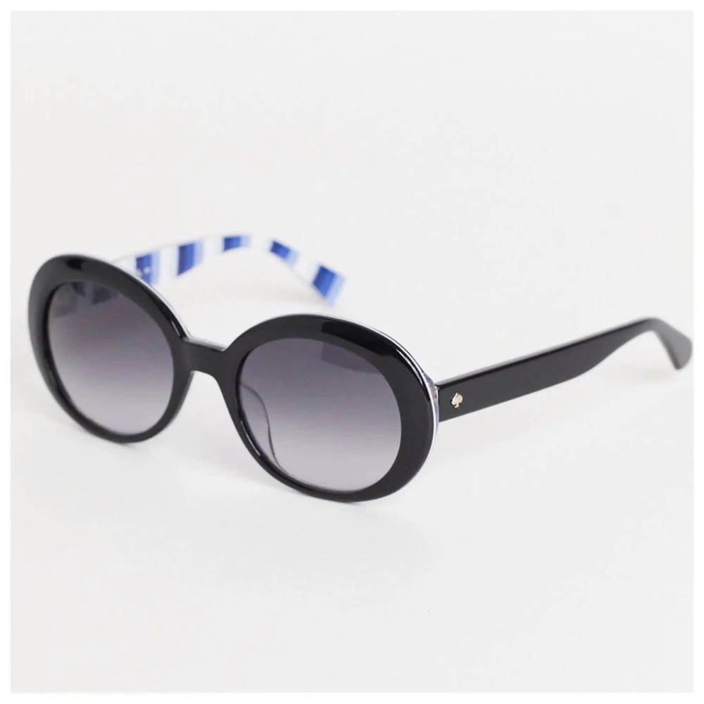 kate spade Black Sunglasses with Blue-Striped Temples